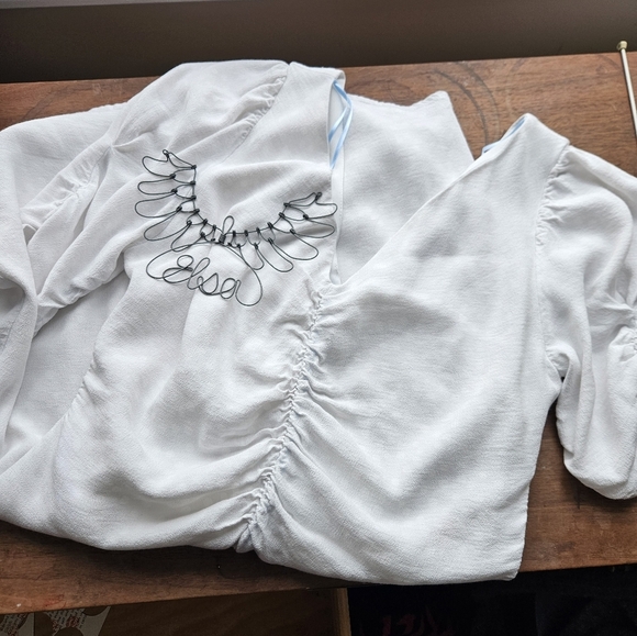 Zara Sz.L White Polka Dot 3/4 Sleeve - Picture 1 of 12